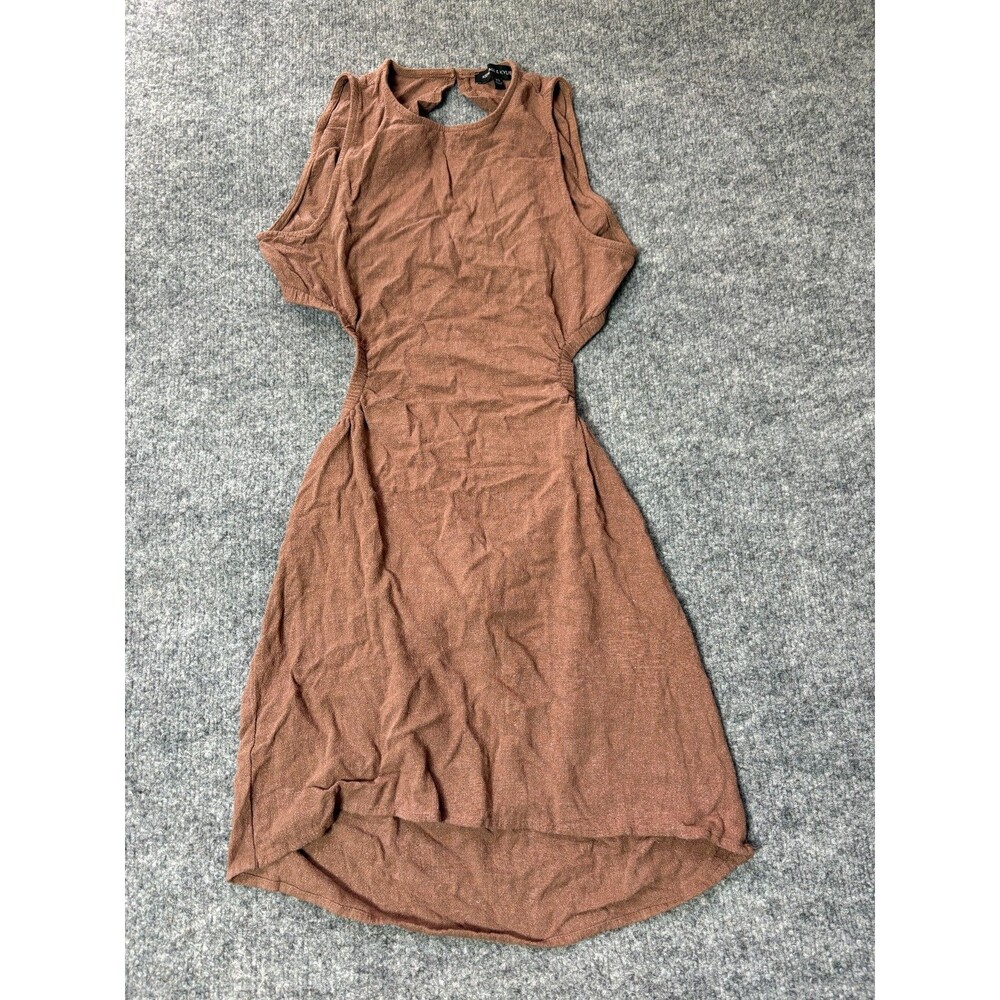 Kendall & Kylie Top Womens XS Open Back Brown Rayon Linen Sleeveless